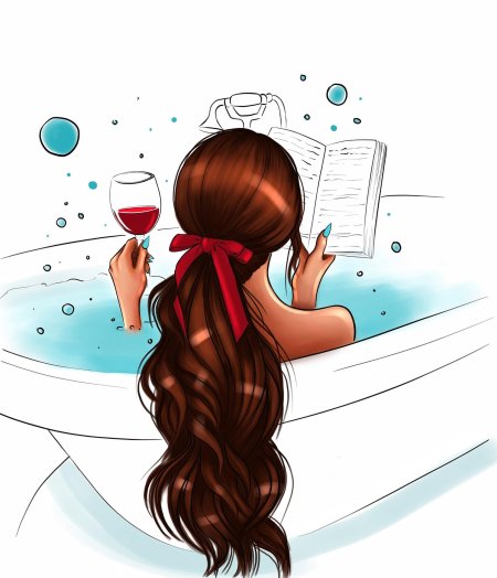 Рисованная девушка с бокалом