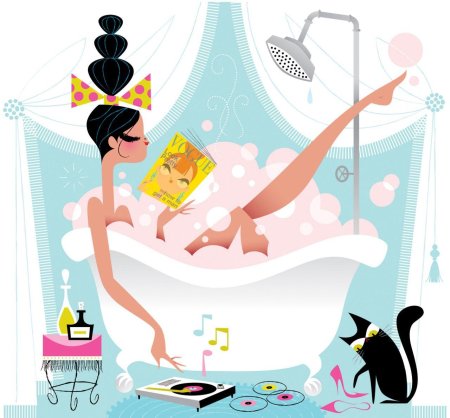 Девушка в ванной рисунок