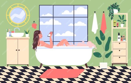 Девушка в ванной вектор