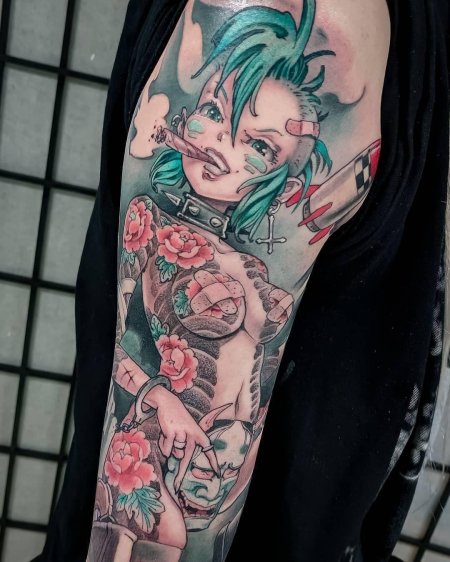 Тату аниме цветные