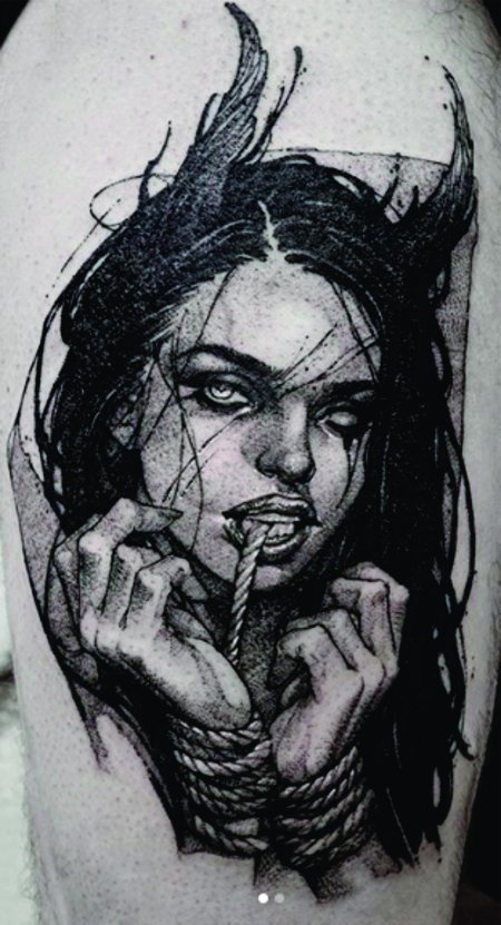 Тату девушка эскиз