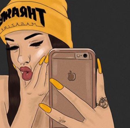 Девочка с айфоном рисунок