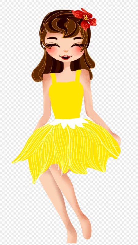 Девочка в желтом платье мультяшная