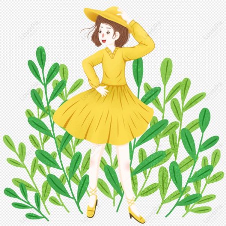 Девушка в желтом платье мультяшная