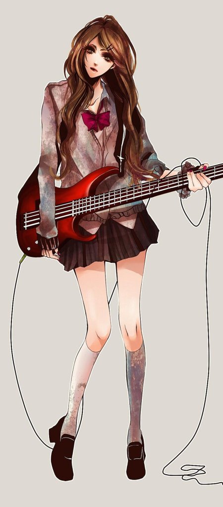 Аниме девушка с гитарой