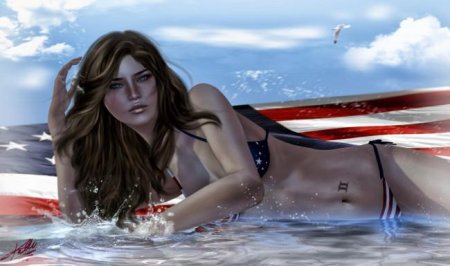 Графика девушка и море