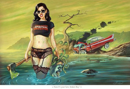 Девушка с топором арт