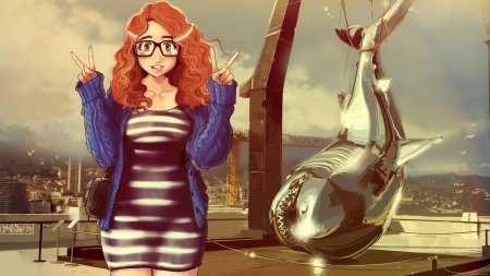 Рыжая девушка в очках