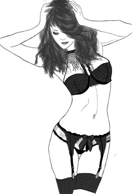 Девушка в нижнем белье рисунок