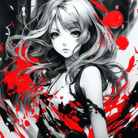 Аниме девушка черно белая