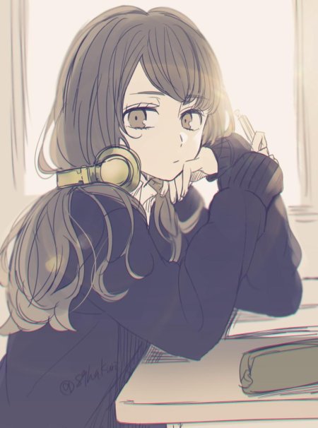 Задумчивая девушка аниме