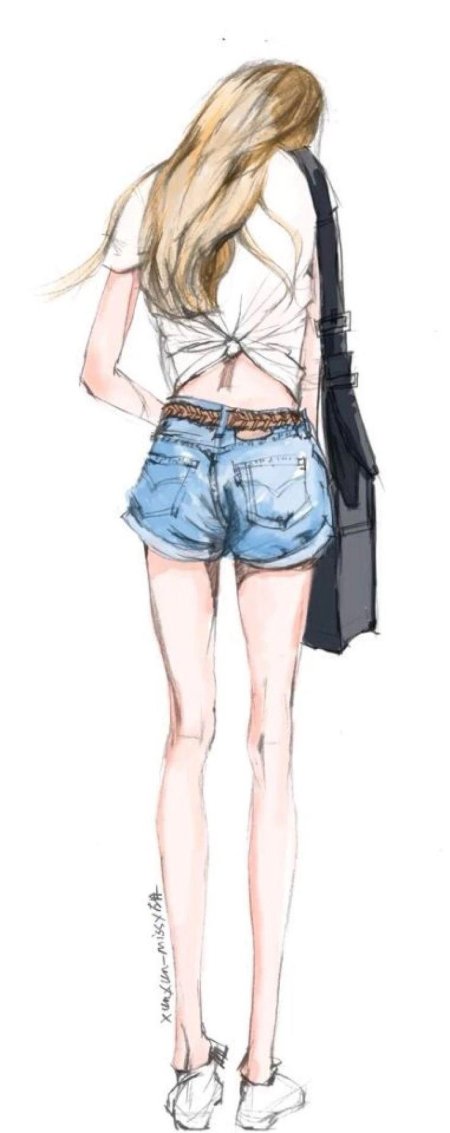 Девушка в шортах рисунок