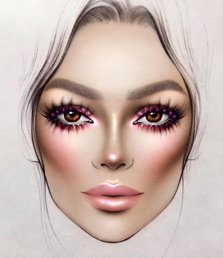 Лицо девушки рисунок для макияжа