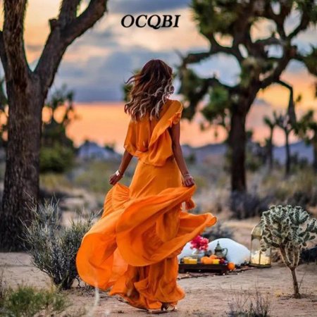 Оранжевое платье бохо