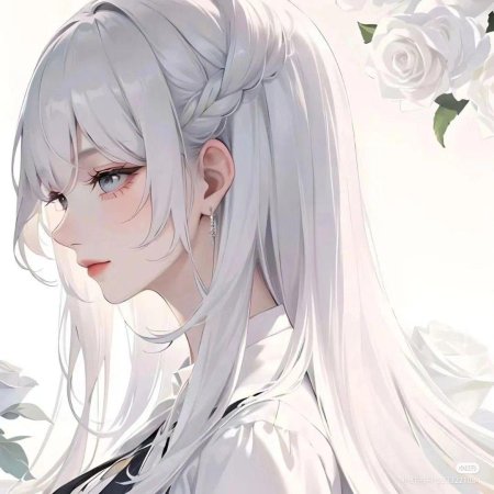 Девушка аниме с белыми волосами