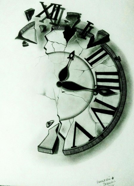 Часы эскиз тату