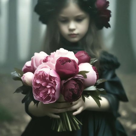 Девочка с пионами