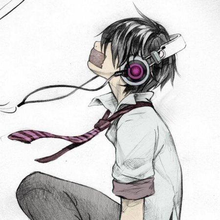 Аниме парень в наушниках