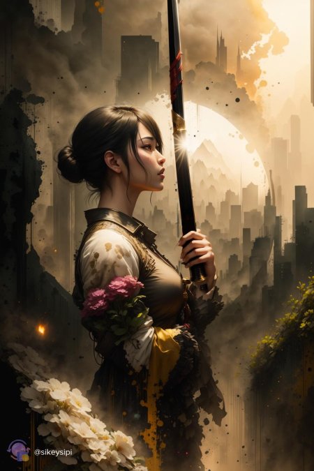 Женщина самурай арт