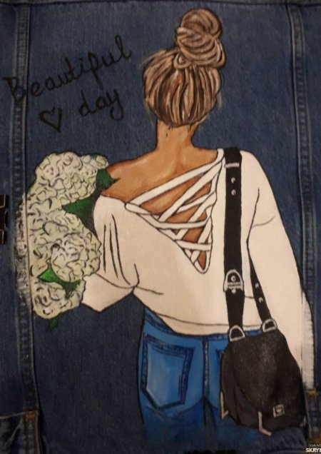 Джинсовая куртка с ручной росписью