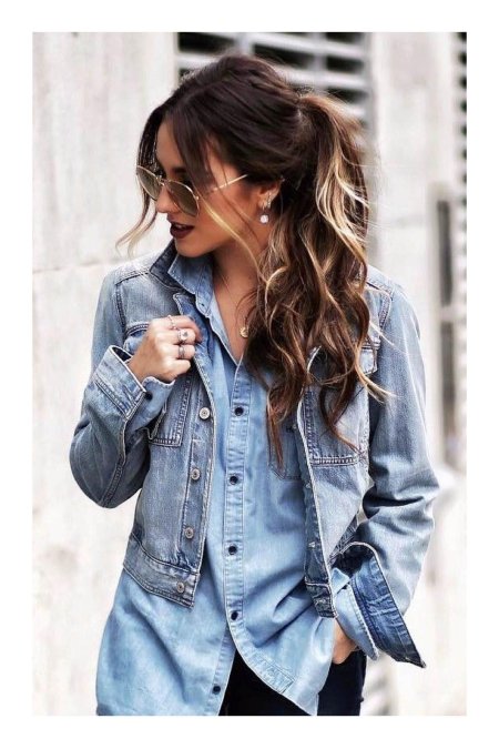 Модная женская джинсовая рубашка