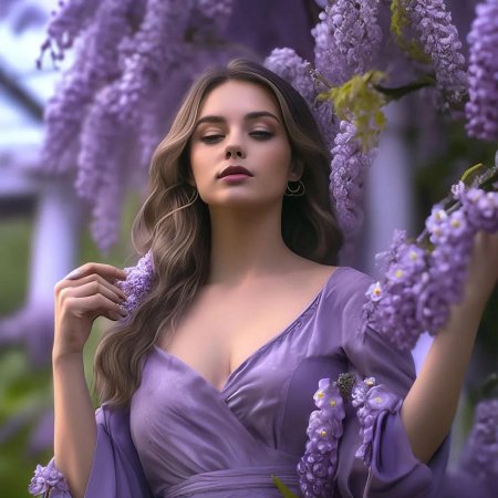 Девушка в сиреневом платье