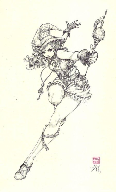 Ведьма рисунок карандашом