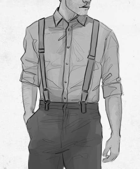 Парень с подтяжками арт