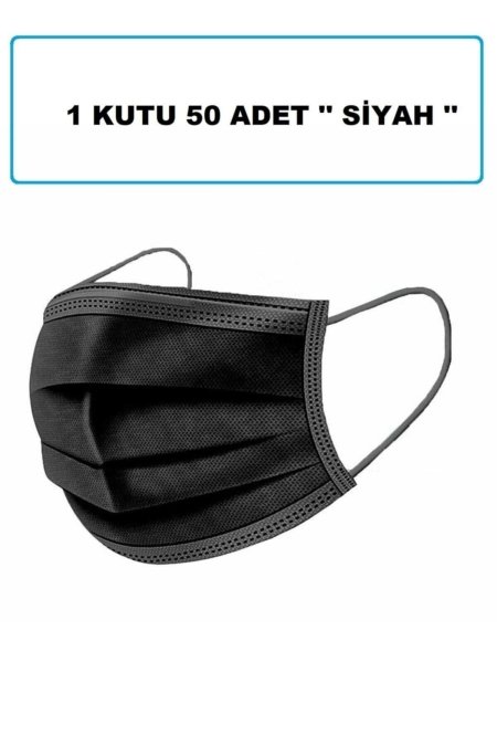 Маска медицинская трехслойная одноразовая черная