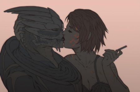 Гаррус и шепард поцелуй