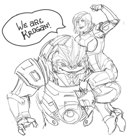 Кроган грюнт и шепард