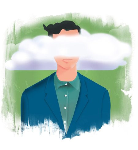 Человек с облаком над головой