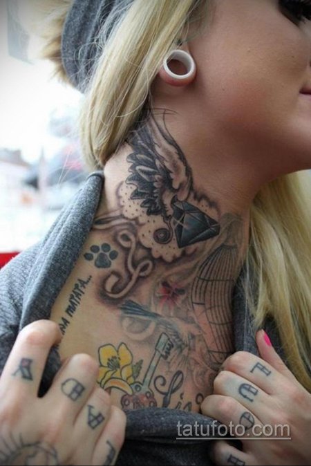 На шее тату для девушек