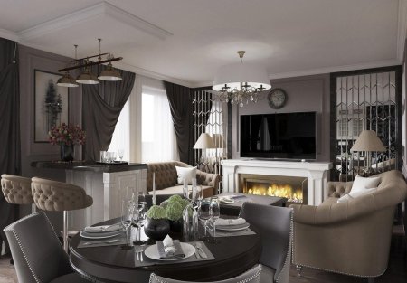 Кухня гостиная в стиле арт деко