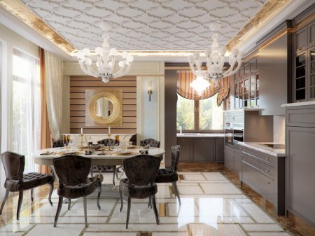 Дизайн кухни столовой в частном доме