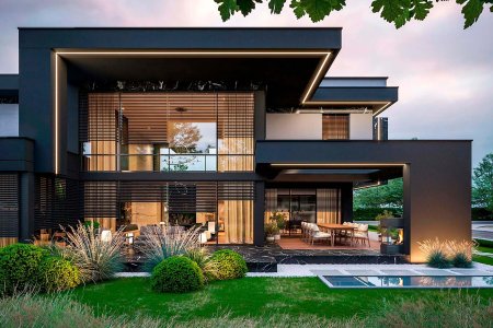 Двухэтажный дом в современном стиле