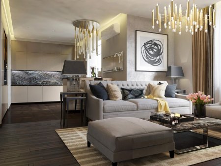 Кухня гостиная в современном стиле дизайн