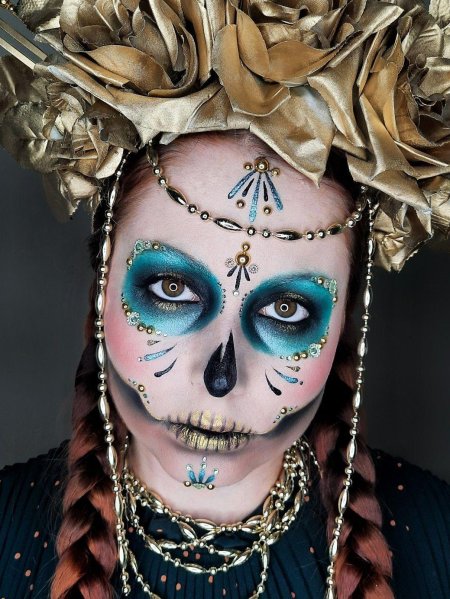 Макияж на хэллоуин череп