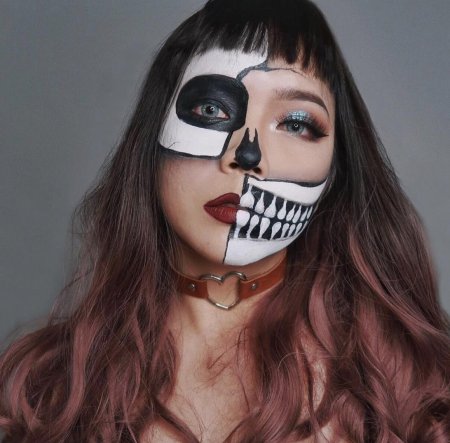 Макияж скелета на хэллоуин