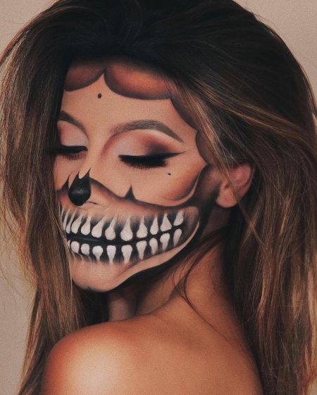 Макияж на хэллоуин скелет