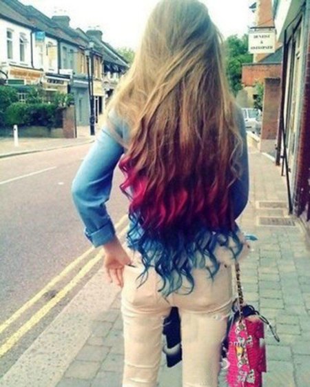 Окрашивание кончиков волос для девочек