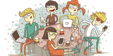 Современная семья с гаджетами рисунки