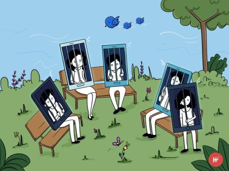 Зависимость от гаджетов карикатура