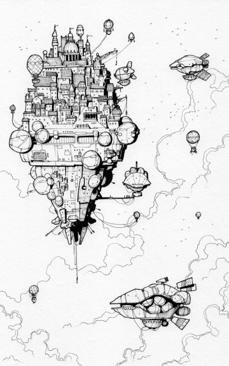 Летающий город раскраска
