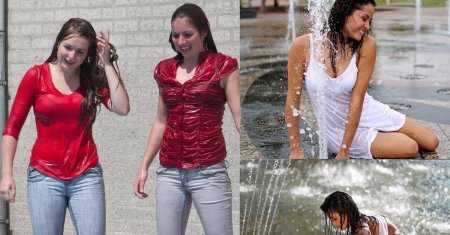 Девушка в мокрой одежде