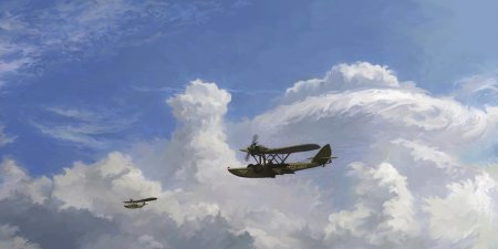 Картина самолет в небе