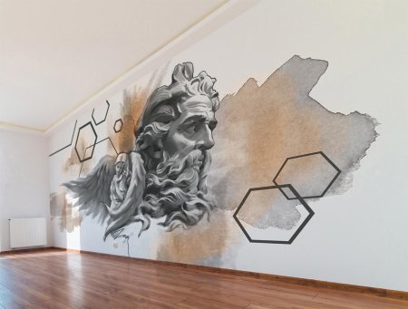 Графика на стене в интерьере