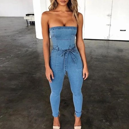 Джинсовый комбинезон без лямок