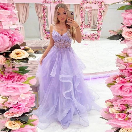 Элегантное лавандовое платье для выпускного