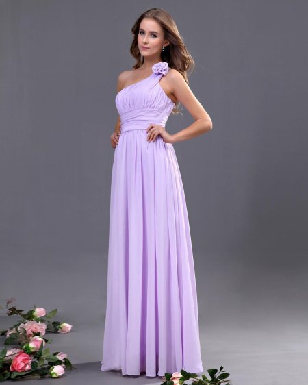 Платье длинное лиловое